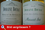 Etikettenansichten von DOMAINE BOUDAU MUSCAT DE RIVESALTES Rivesaltes und DOMAINE BOUDAU MUSCAT SEC Vin de Pays des Côtes Catalanes
