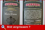 MARCILIANO Umbria - Etiketten der Vorder- und Rückseite.