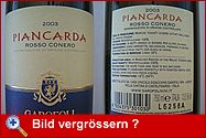 PIANCARDA Rosso Conero - Etiketten der Vorder- und Rückseite
